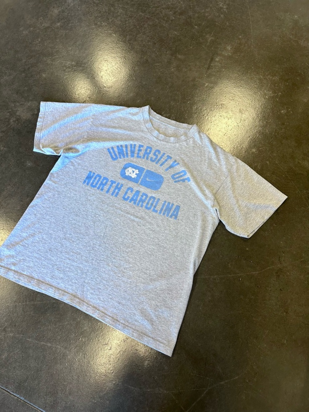 Nike Gray Short Sleeve Tee with Light Blue University Graphic